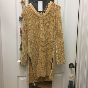 Free people cotton/linen hooded sweater size XS